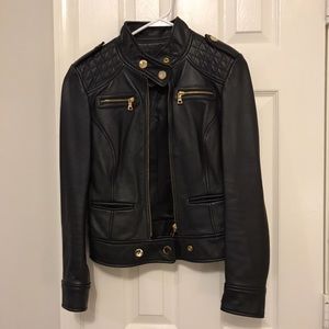 Moda International |100% Leather Black/Gold Jacket